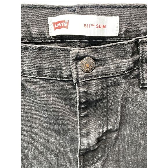 Levi's 511 Slim Stretch Black Jeans Boys Size 20R 30x30 - Picture 7 of 8